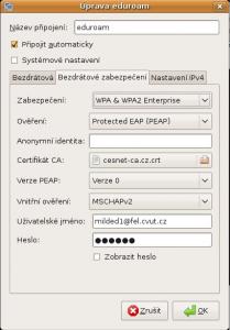 nastavení Eduroam
