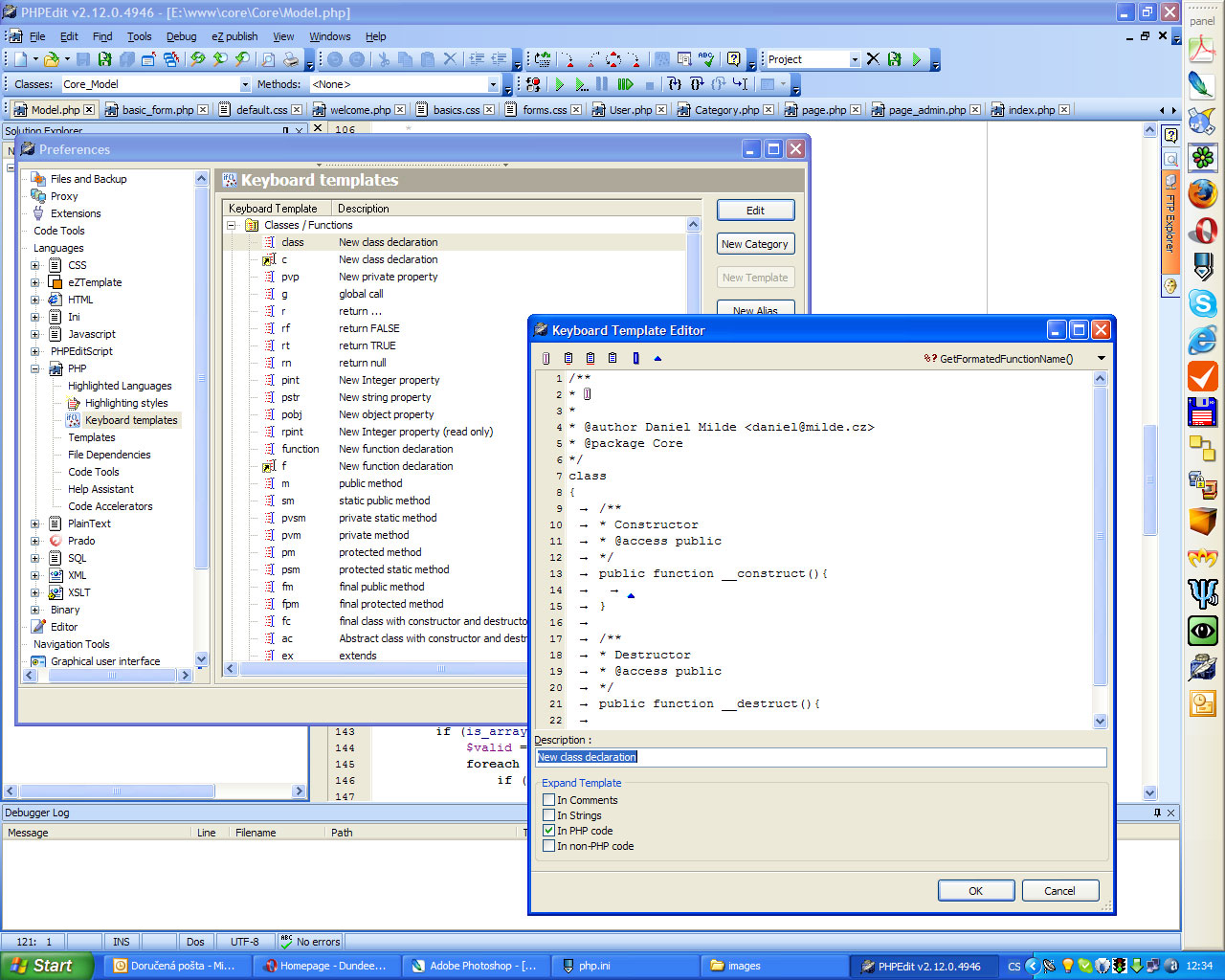 edit pdf template with php